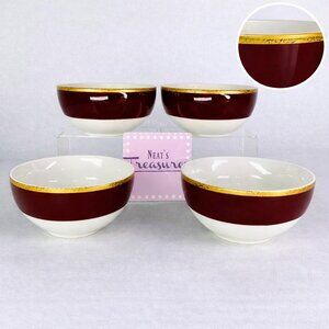 Target Holiday 09 CLASSIC TIDINGS Gold Scroll Red China Soup Cereal Bowls Set 4